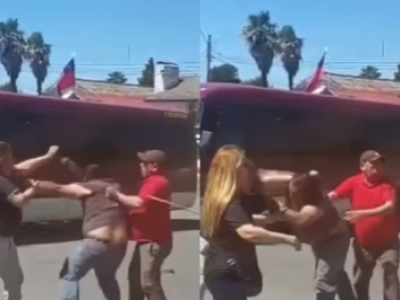 Violento enfrentamiento: choferes se van a los combos frente a pasajeros